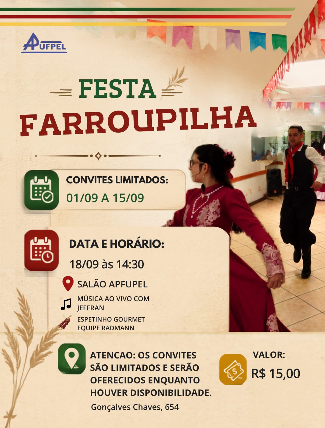APUFPEL promove Festa Farroupilha com música ao vivo e confraternização - APUFPEL