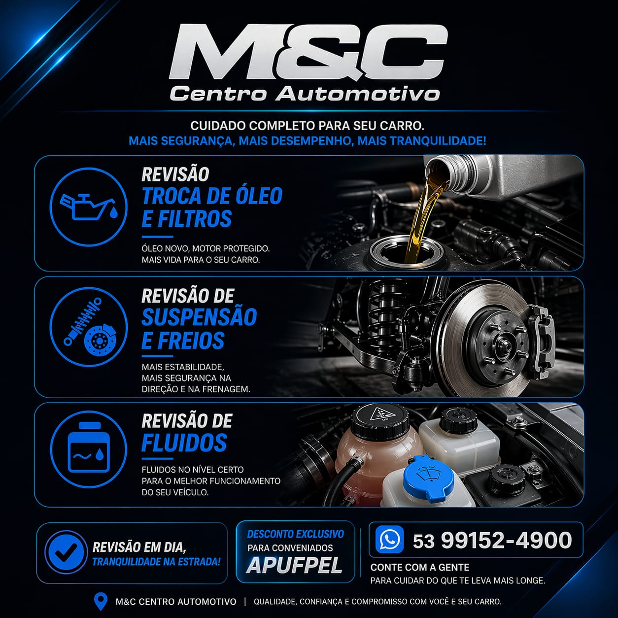 Convênio APUFPEL garante desconto em serviços automotivos aos associados - APUFPEL