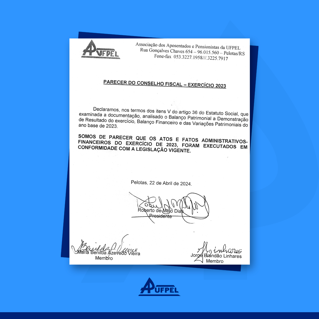 Parecer conselho fiscal 2023 - APUFPEL