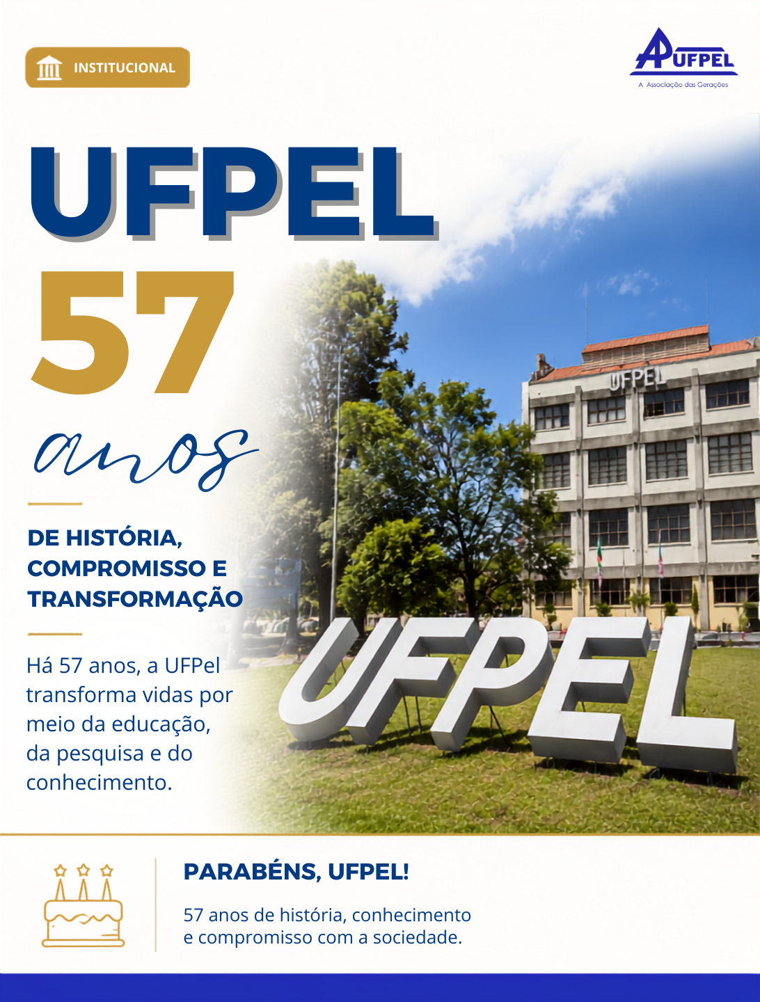 UFPel comemora 57 anos de história, compromisso e transformação - APUFPEL