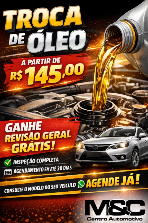 TROCA DE ÓLEO A PARTIR DE R$ 145,00 - APUFPEL