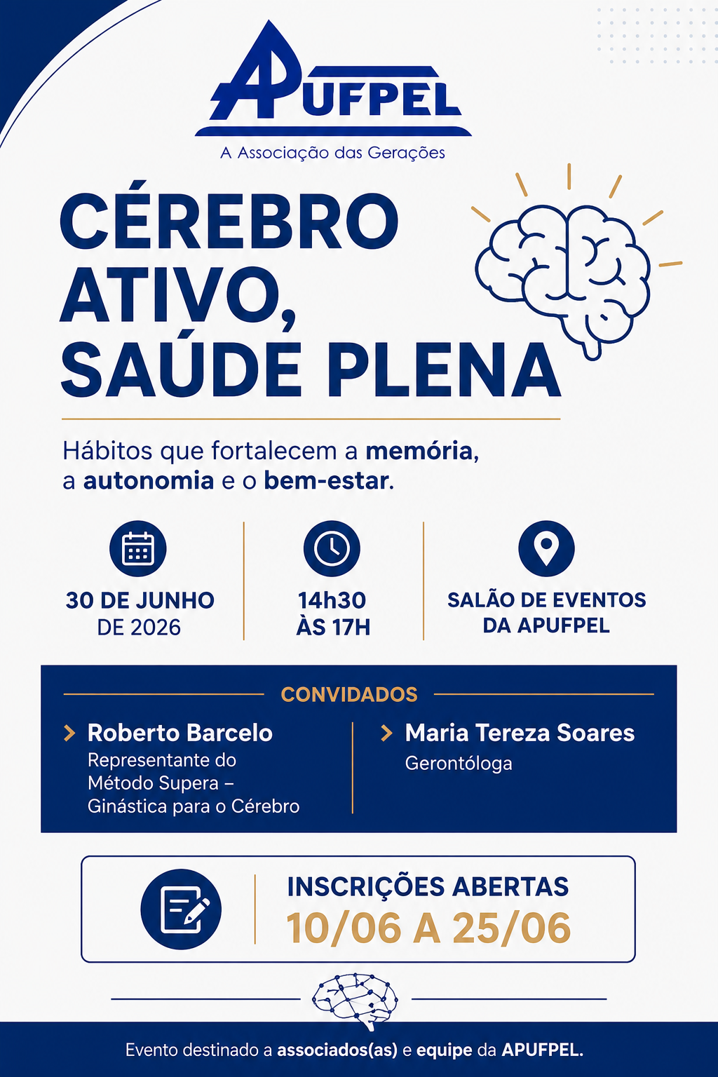 Cérebro ativo, saúde plena - APUFPEL