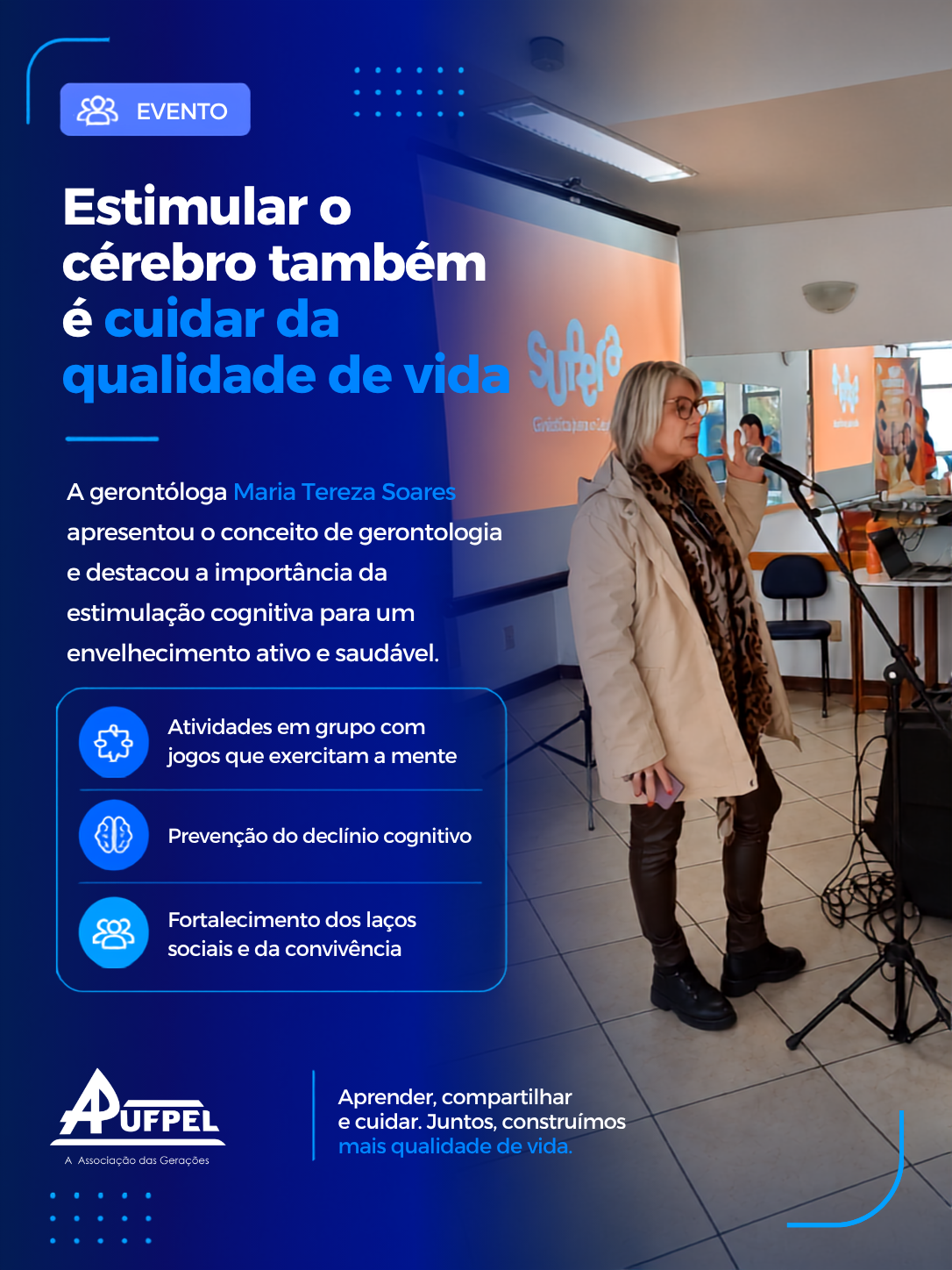 Estimulação cognitiva e convivência marcam atividade sobre envelhecimento saudável na APUFPel - APUFPEL