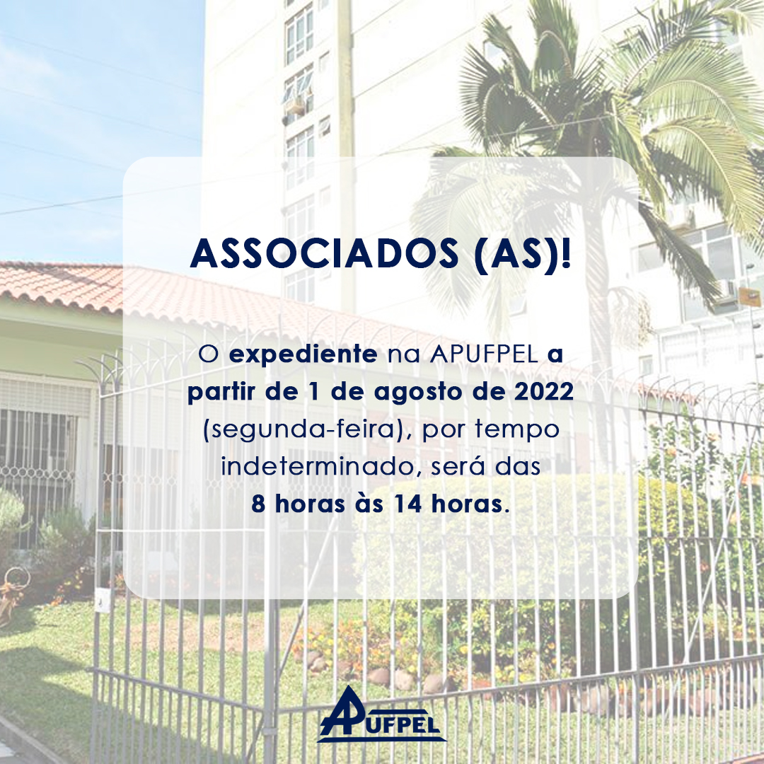 Novo horário de expediente - APUFPEL